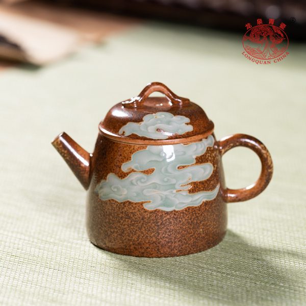 龙泉青瓷泡茶壶陶瓷茶壶手工仿古柴烧功夫茶具单个壶过滤泡茶家用