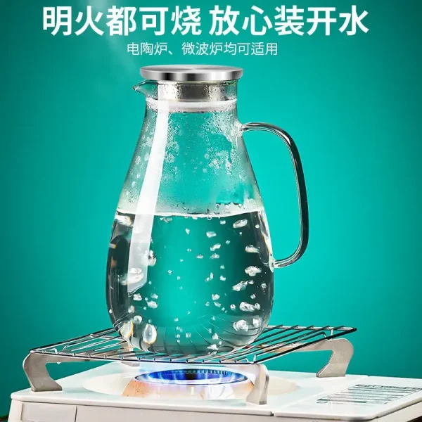 冷水壶玻璃轻奢凉水杯家用耐热防爆泡茶壶大容量耐高温凉水壶套装