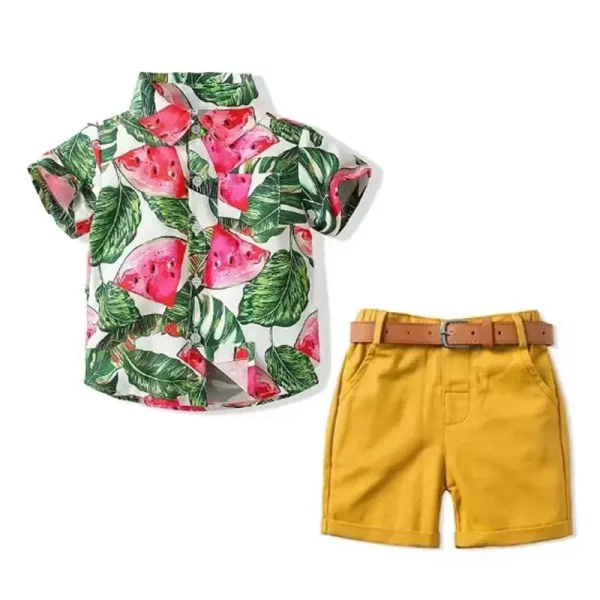 跨境 男童套装夏季新款沙滩服1.2.3.4岁休闲海边度假印花童装代发