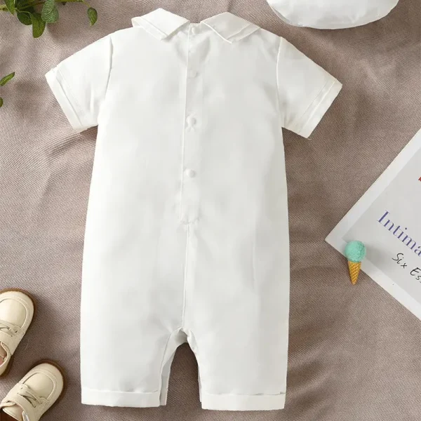 童装一手货源宝宝洗礼服男童夏装婴儿连体衣服儿童短袖带帽包屁衣