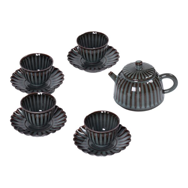 龙泉青瓷铁胎手工功夫茶具套装陶瓷哥窑冰裂一壶四杯泡茶品茗组合