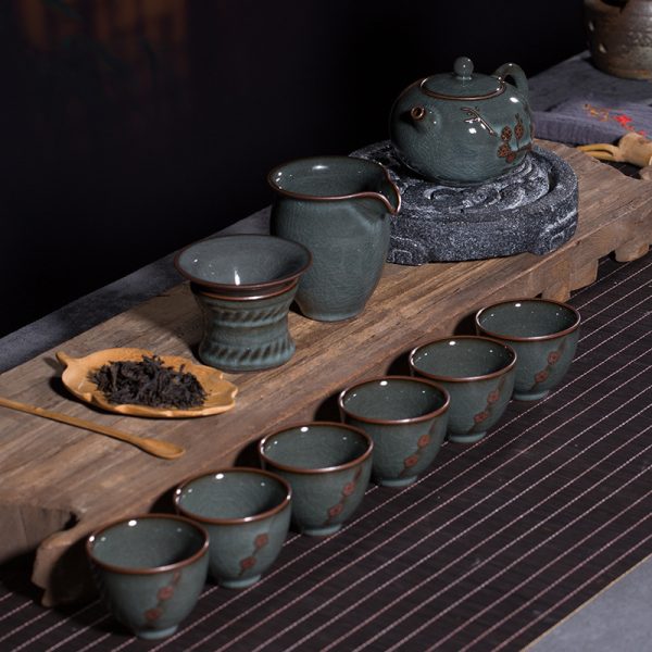 龙泉青瓷 铁胎茶具套装陶瓷哥窑冰裂泡茶壶 功夫茶具高档套装批发