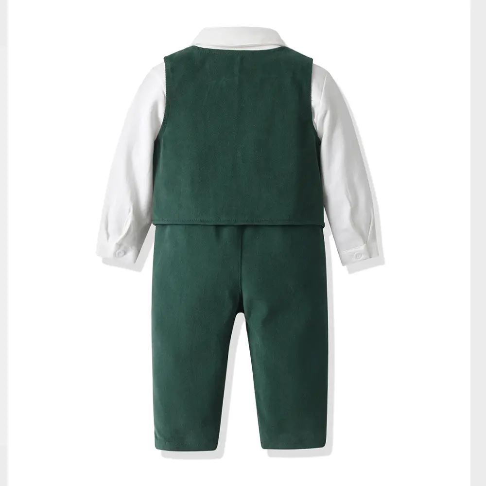 跨境外贸童装婴幼儿周岁衣服秋冬季哈衣绅士连体衣宝宝棉礼服服装