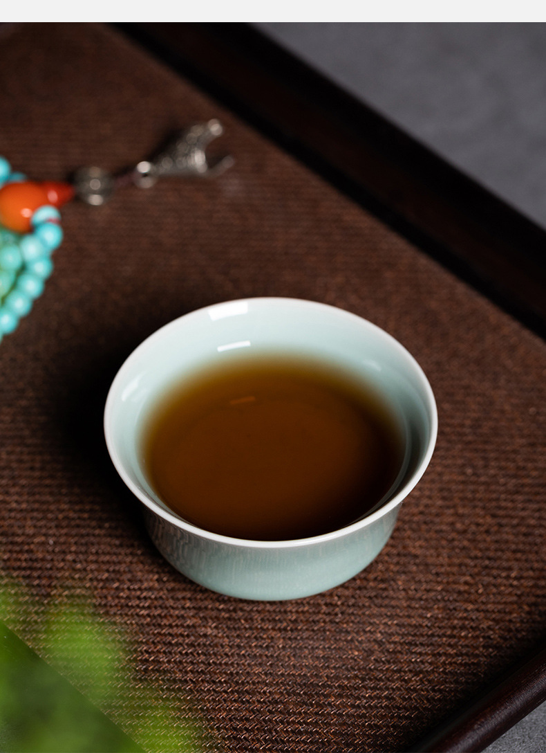 龙泉青瓷 主人杯单杯徐峻清纯手工功夫茶具 陶瓷高档马蹄杯品茗杯