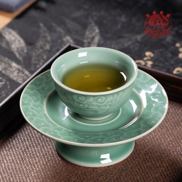 龙泉青瓷 功夫茶杯手工主人杯单杯 陶瓷家用高档宋韵品茗杯盏茶碗