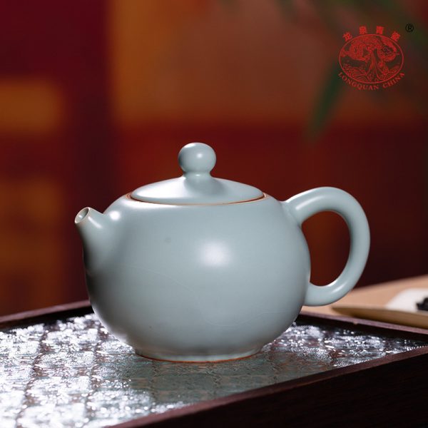 龙泉青瓷汝窑大号西施壶单个手工中式陶瓷家用功夫茶具过滤泡茶器
