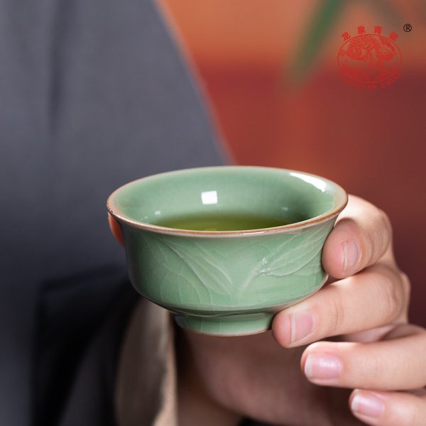 龙泉青瓷 创意功夫茶具品茗杯个人杯小茶碗 陶瓷冰裂竹韵六色杯子
