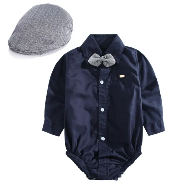 跨境秋季新款男宝宝哈衣棉新生儿蝴蝶结周岁生日摄影服装厂家直销