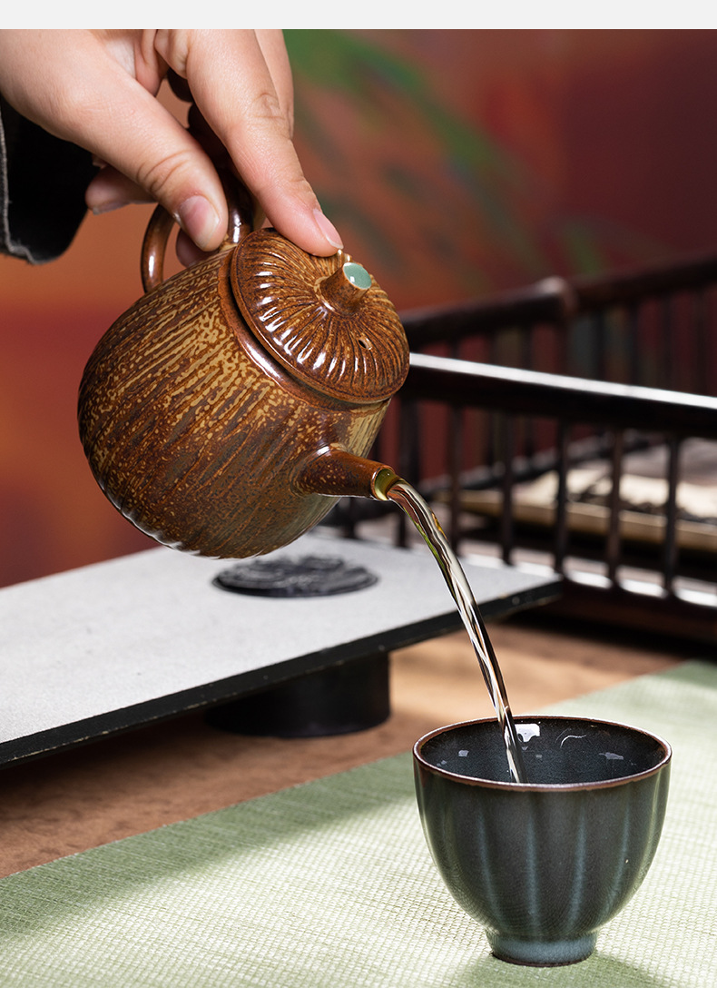 龙泉青瓷小茶壶窑变过滤泡茶家用陶瓷柴烧复古单壶泡茶器功夫茶具