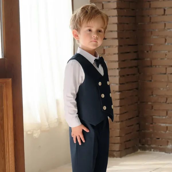 儿童西装套装春夏男童六一钢琴生日花童婚礼小童马甲西服表演服
