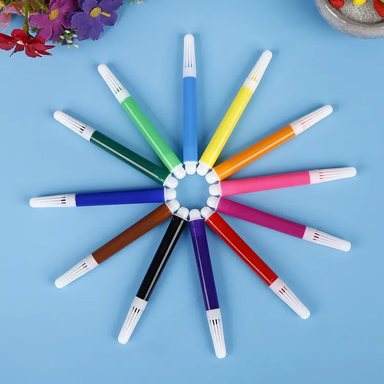 儿童迷你可水洗环保十二色盒装美术画笔 易清洗彩色水彩笔