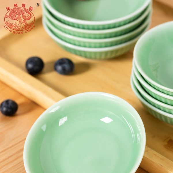 龙泉青瓷 创意中式醋碟蘸料碟 陶瓷家用酒店小料碟小吃盘子点心碟
