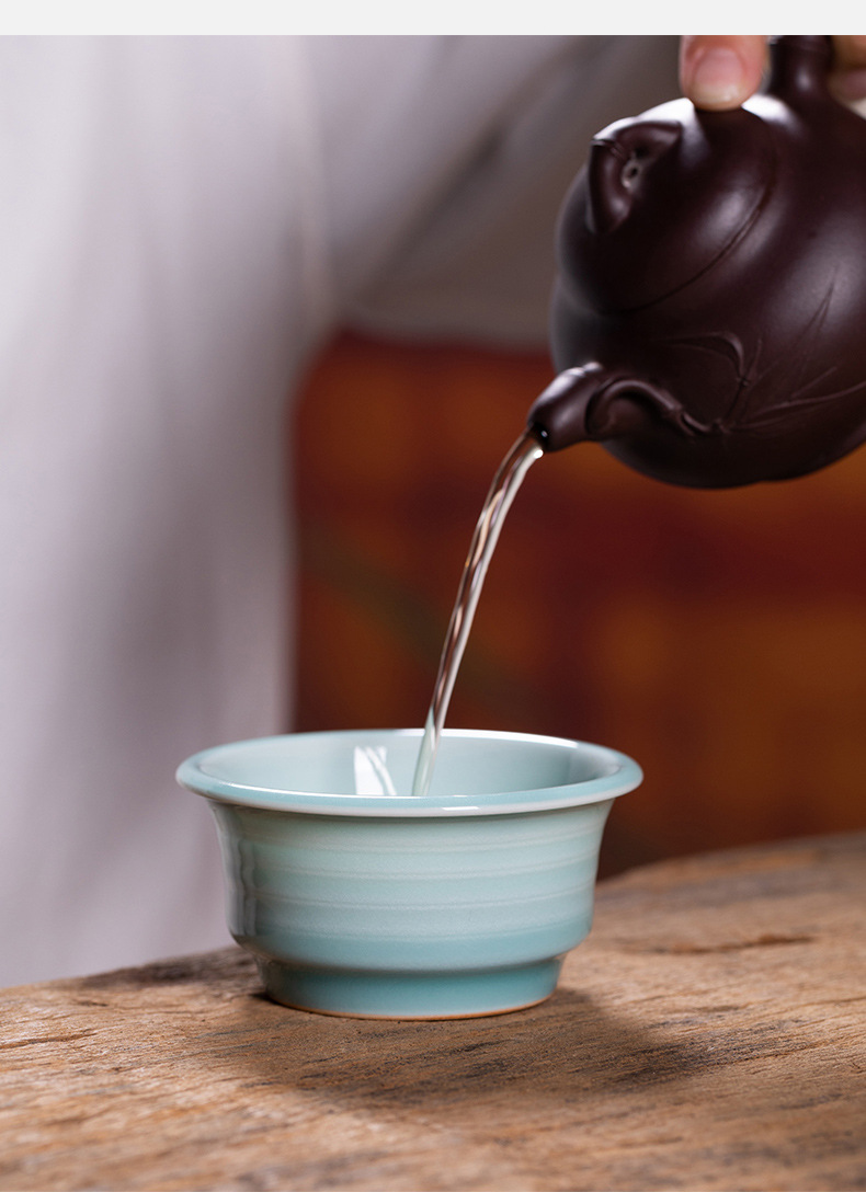 龙泉青瓷 功夫茶杯高档手工主人杯单杯 陶瓷创意品茗杯茶盏礼盒装