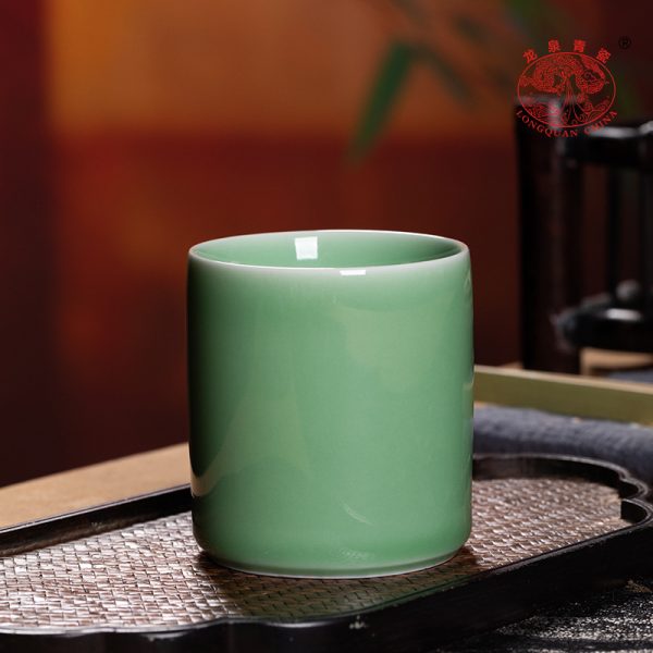 龙泉青瓷 茶杯家用大容量会客喝水杯单杯 陶瓷商务随手杯子可乐杯