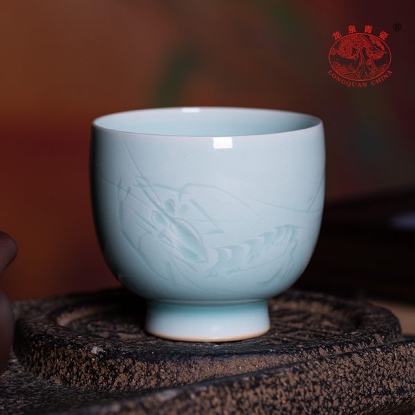 龙泉青瓷 高档功夫茶杯主人杯单杯 陶瓷李茂林手工个人专用品茗杯