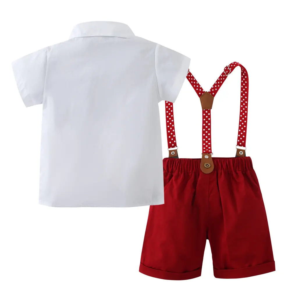 加工定制 男宝宝夏季新款儿童短袖两件套背带英伦绅士kids dress