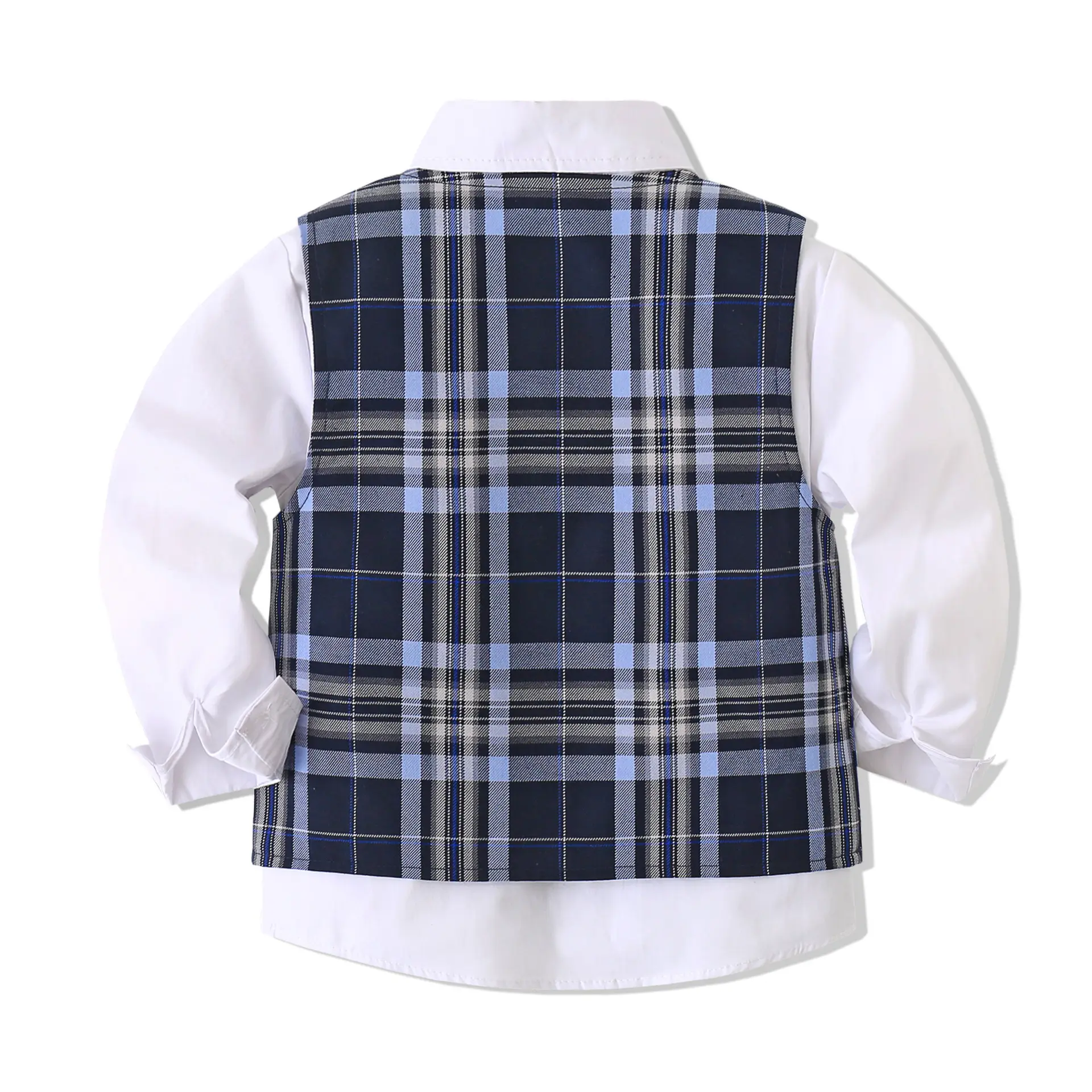 男童套装秋款白衬衣格子马甲绅士童装英伦风宝宝西装礼服