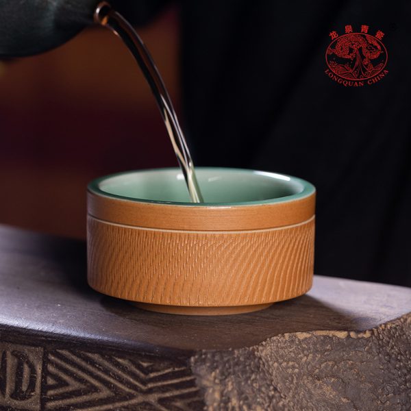 龙泉青瓷 功夫茶杯手工主人杯单杯 陶瓷高档跳刀品茗杯茶碗礼盒装