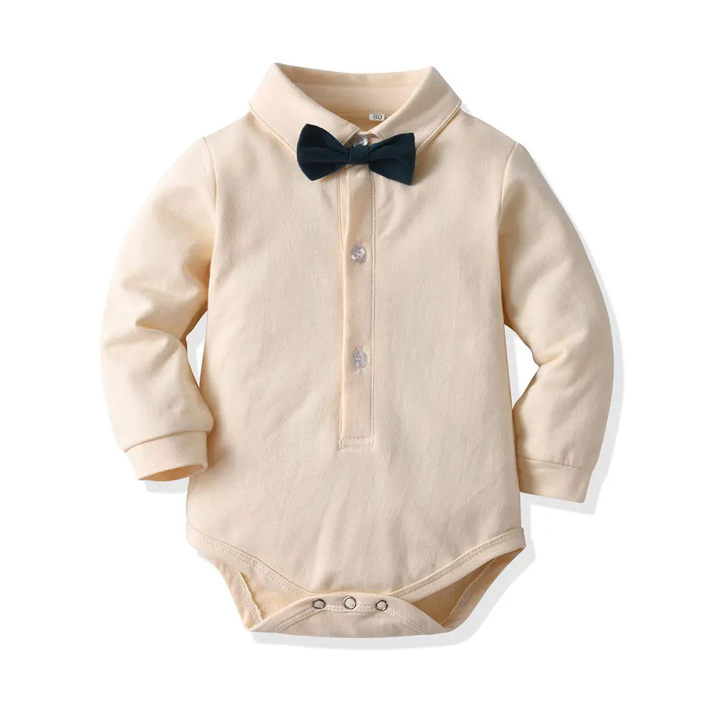 跨境外贸童装婴幼儿周岁衣服秋冬季哈衣绅士连体衣宝宝棉礼服服装