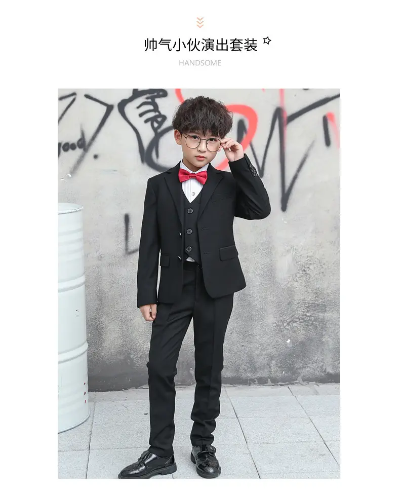 儿童小西装套装花童外套主持人男孩礼服大童宝宝男童西服三件套