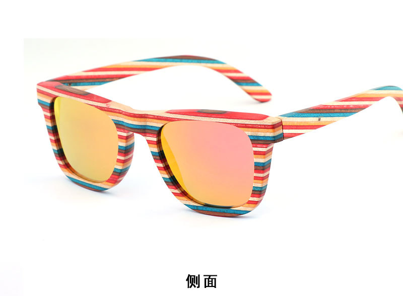 新款跨境男女士竹木眼镜  时尚彩木多层偏光太阳眼镜  UV400 现货