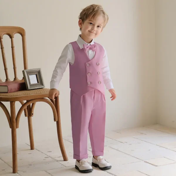 儿童西装套装春夏男童六一钢琴生日花童婚礼小童马甲西服表演服