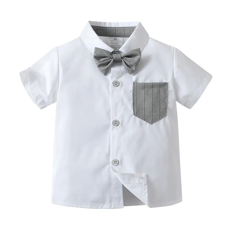 新款跨境童装背带裤两件套宝宝衣服夏季短袖条纹英伦绅士男童套装