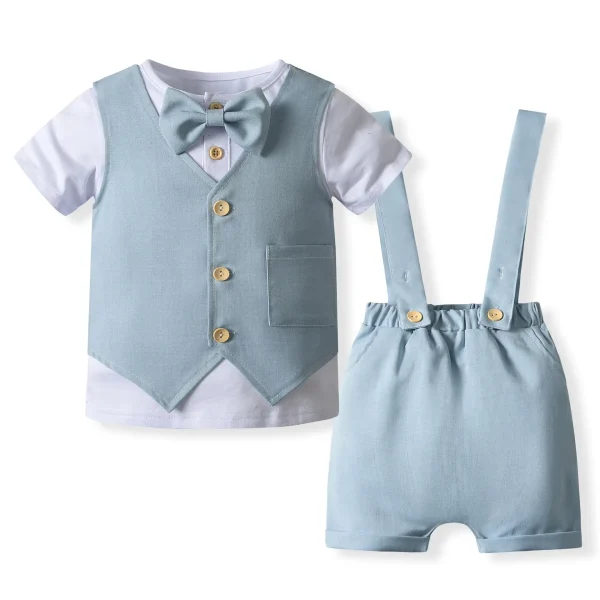 跨境外贸童装批发夏季新款婴幼童绅士礼服宝宝周岁宴会西服套装潮
