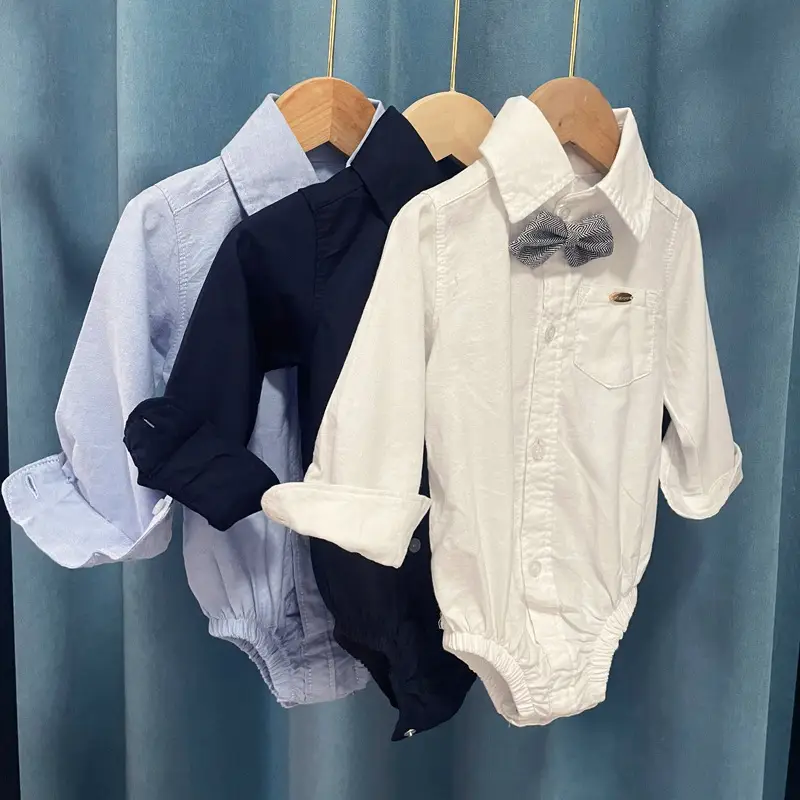 跨境秋季新款男宝宝哈衣棉新生儿蝴蝶结周岁生日摄影服装厂家直销