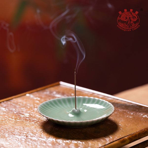 龙泉青瓷线香香插香座中式创意家用室内陶瓷熏香立盘禅意茶道摆件