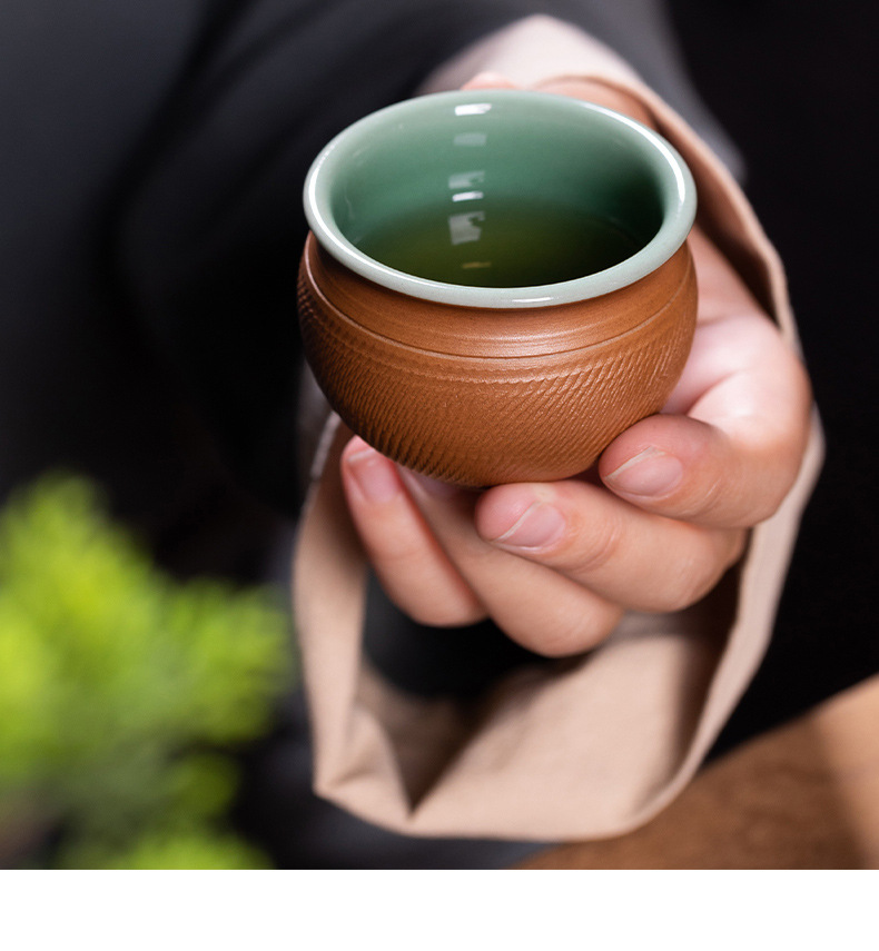 龙泉青瓷 旅行家用跳刀手工侧把壶套装 陶瓷茶杯高档功夫茶具套装