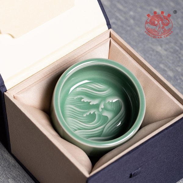 龙泉青瓷 创意手工主人杯单杯功夫茶杯 陶瓷高档正直品茗杯泡茶碗