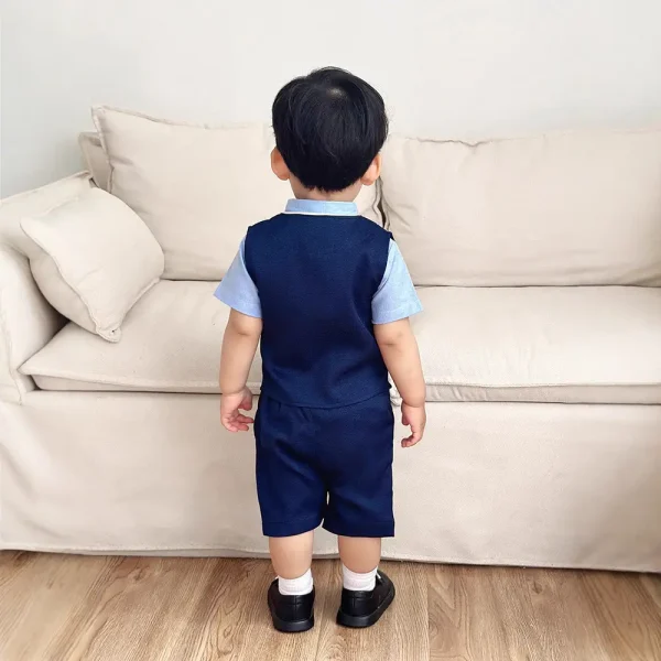 男童西装夏款英伦绅士马甲儿童套装宝宝周岁礼服短袖短裤男童夏装