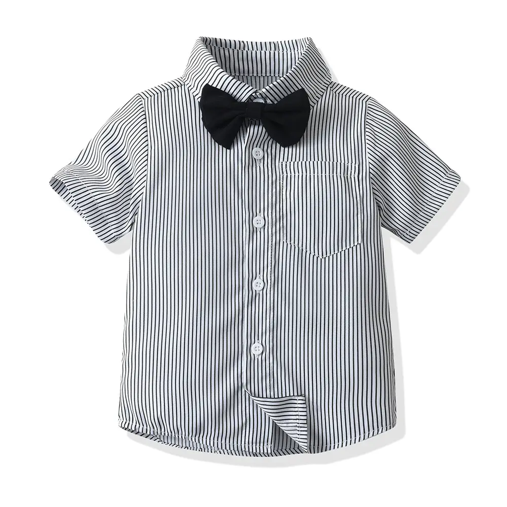 男童套装夏装儿童新款棉短袖条纹衬衫周岁礼服外贸夏季中小童童装