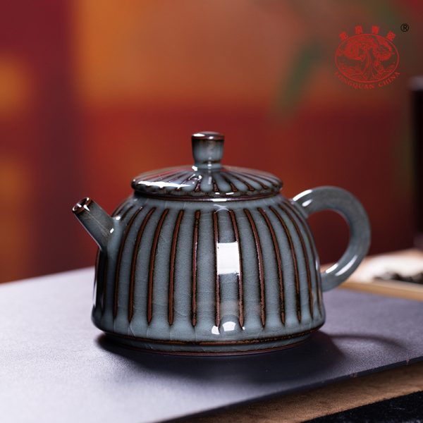 龙泉青瓷铁胎仿古手工过滤泡茶壶陶瓷高级感礼盒家用功夫茶具单壶