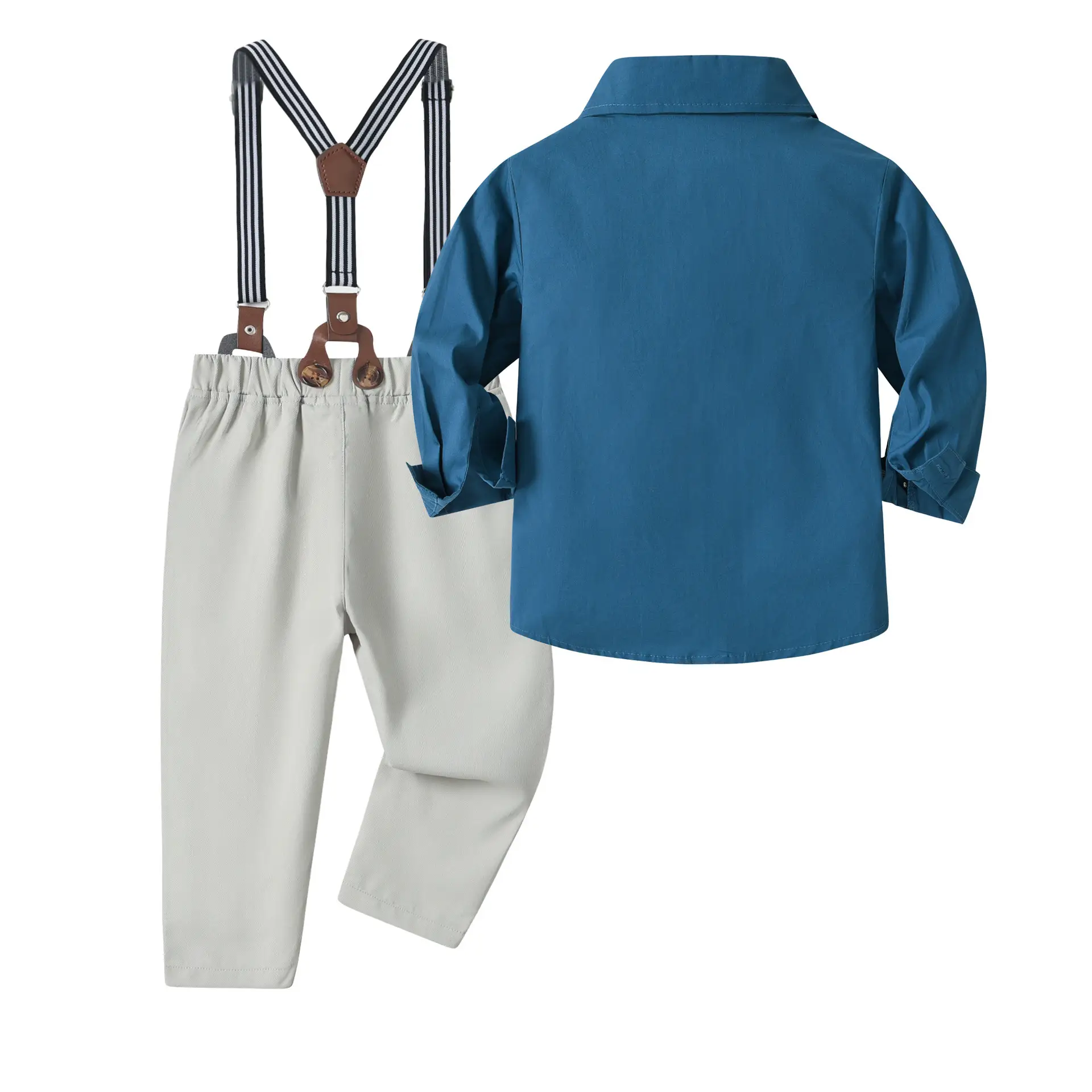 男童绅士礼服童装儿童春秋新款衬衫背带裤套装宝宝生日宴会西服