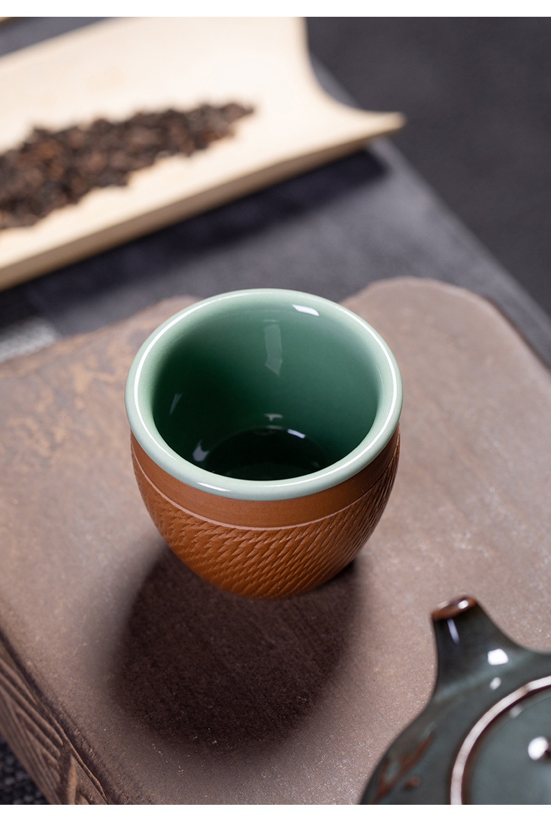龙泉青瓷 创意手工跳刀主人杯单杯 陶瓷功夫茶杯小号闻香杯品茗杯