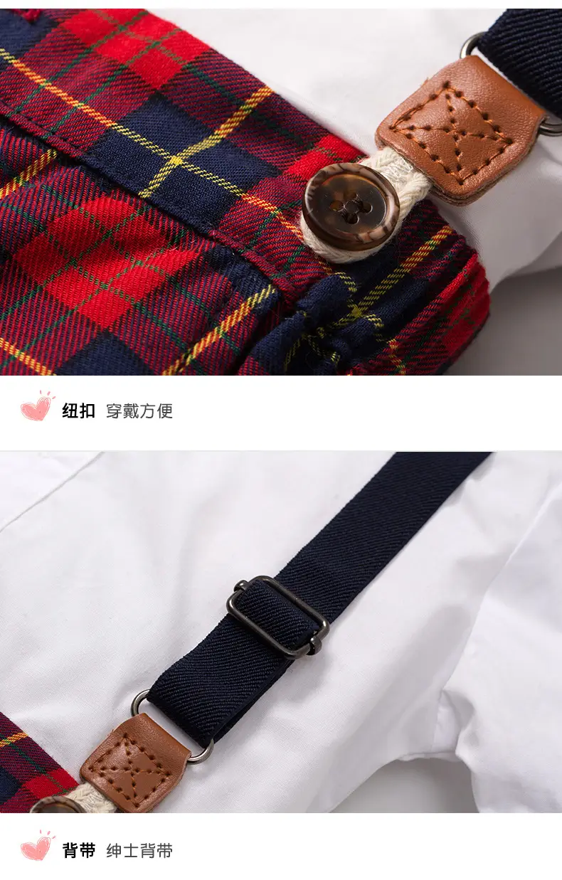 加工定制跨境男女童时尚绅士礼服夏新款短袖短裤儿童表演服兄妹装