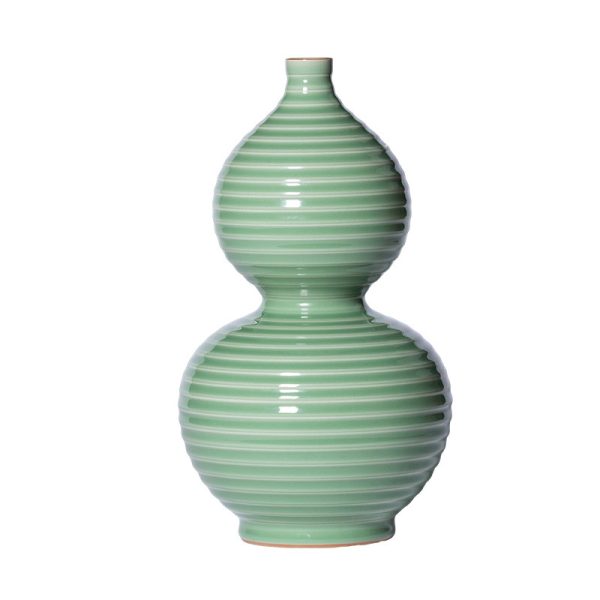 龙泉青瓷花瓶创意高档手工葫芦家居客厅装饰品陶瓷小花器水培花插