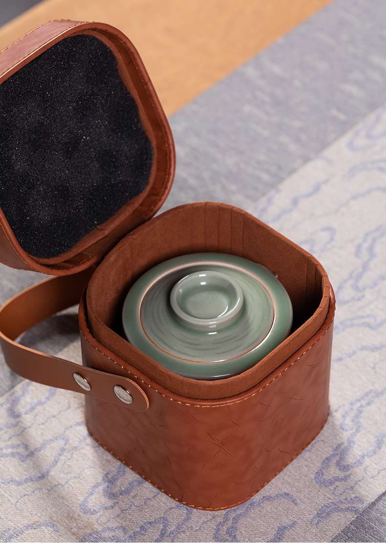 龙泉青瓷旅行茶具套装泡茶壶茶杯功夫泡茶具陶瓷便携式户外快客杯