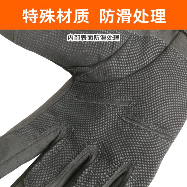 黑色全指战术手套 减震防滑 户外越野救援 高强涤纶 户外运动防护