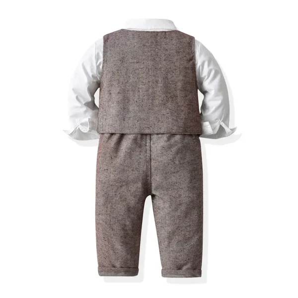 秋季男童马甲绅士礼服新儿童套装长袖白衬衫背带裤走秀生日演出服