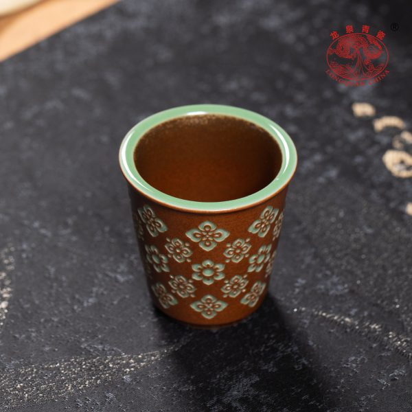龙泉青瓷主人杯单杯功夫茶具宝相花闻香一口杯单个茶杯品茗杯个人