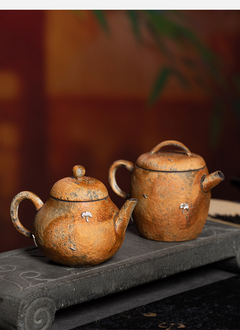 龙泉青瓷 茶壶功夫茶具手工锔钉泡茶壶单壶 陶瓷家用老岩泥茶水壶