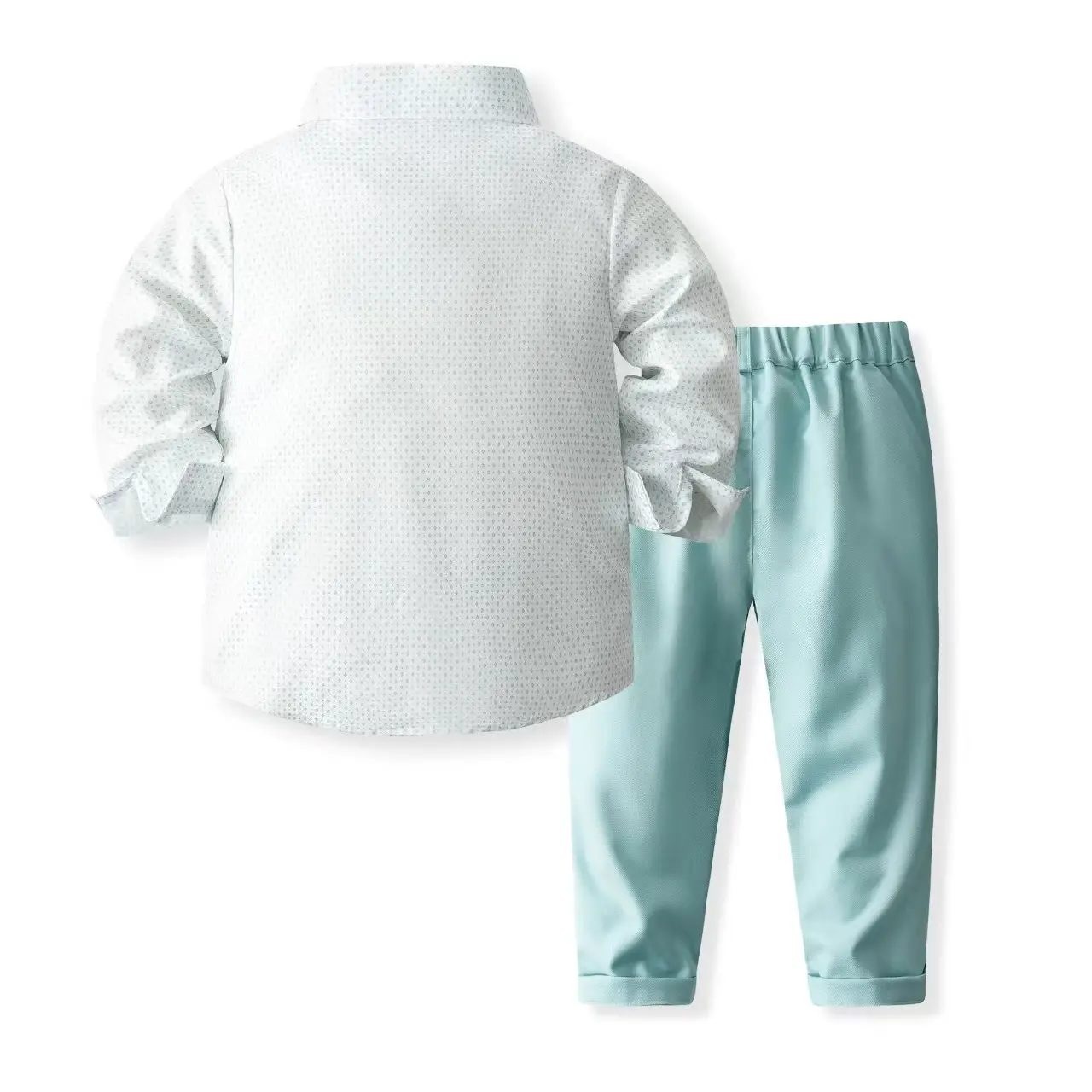 欧美跨境男童绅士礼服儿童宴会服装印花圆点长袖衬衫长裤两件套装