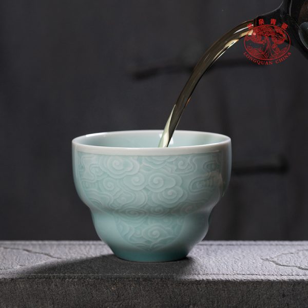 龙泉青瓷 创意功夫茶具手工主人杯单杯 陶瓷高档葫芦品茗杯盏茶碗