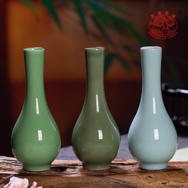 龙泉青瓷 创意中式观音净水瓶 陶瓷个性插花瓶子装饰水培花器摆件