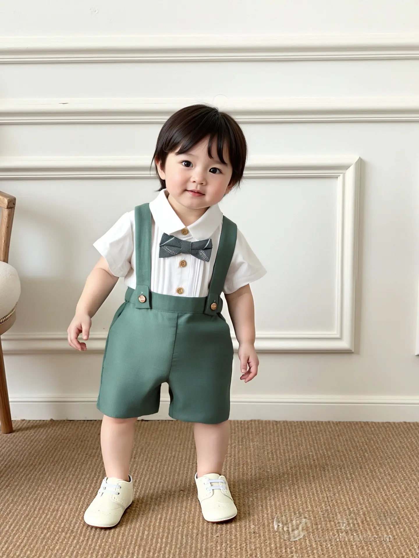 男童短袖背带裤套装夏季中小童幼儿园六一演出服宝宝生日周岁礼服