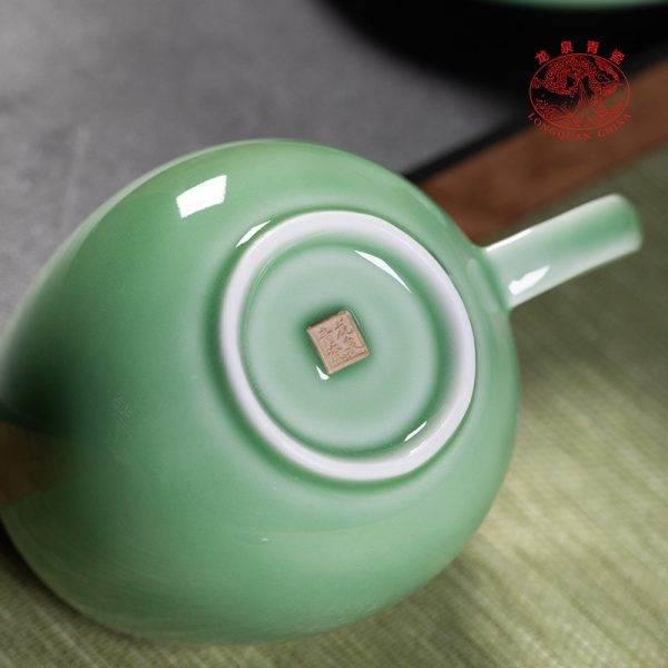 龙泉青瓷莲瓣高足杯子复古茶杯陶瓷家用主人杯马克杯功夫泡茶具