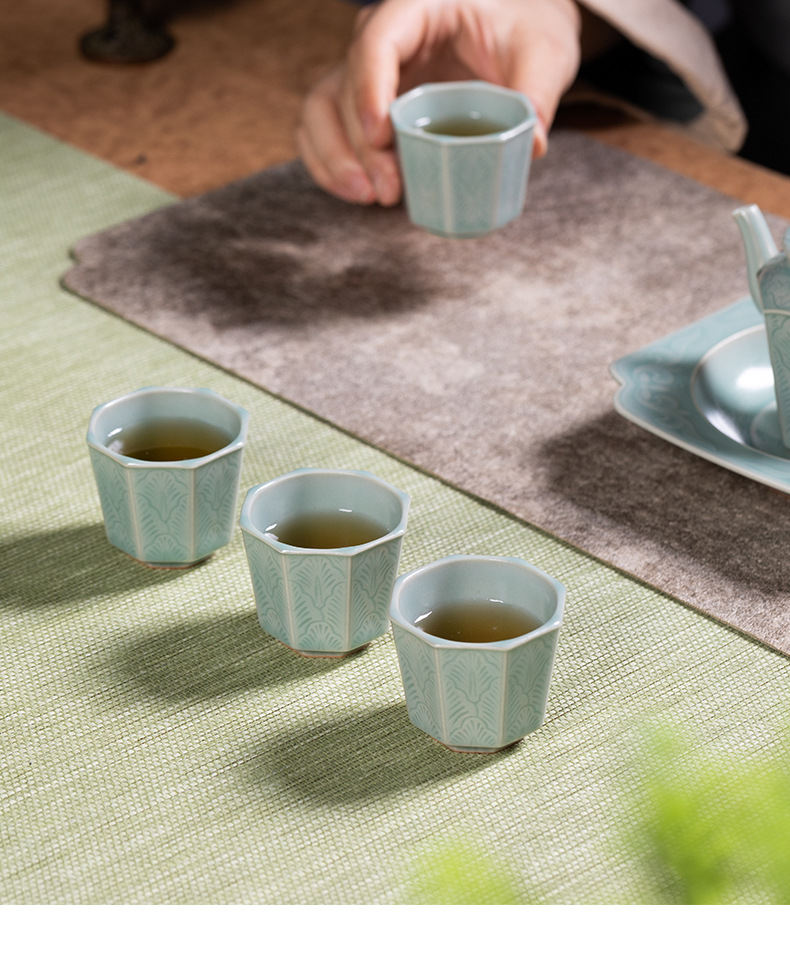 龙泉青瓷便携式陶瓷功夫茶具套装创意茶壶茶杯家用一壶四杯泡茶壶
